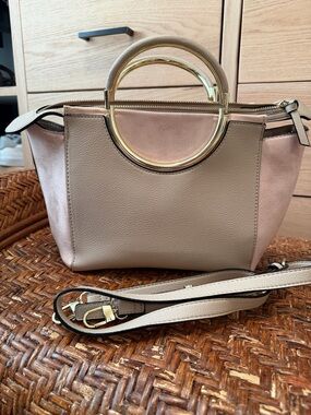 Kate Landry Women's Beige & Blush Circle-Handle Satchel